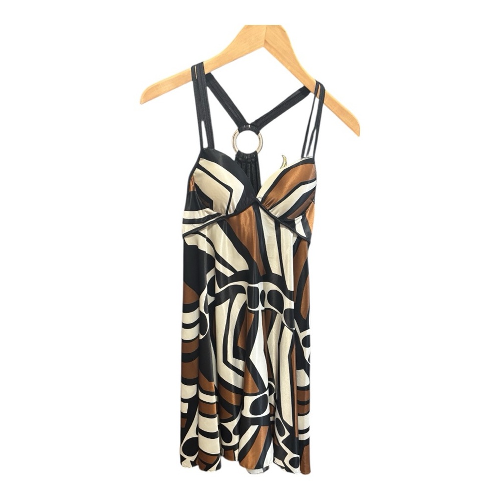 Ssang Bang Wool Mini Geometric Strappy Dress with Bold Patterns Women's Size M - Picture 5 of 16